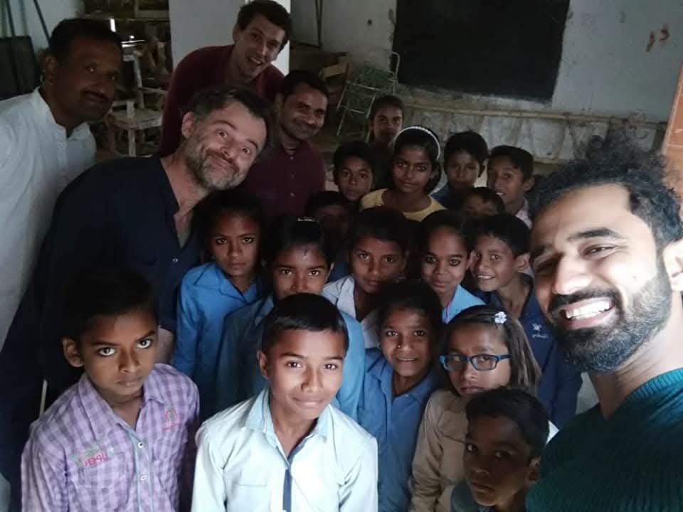 Manav Jeevan volunteers spending time with children at a community care centre